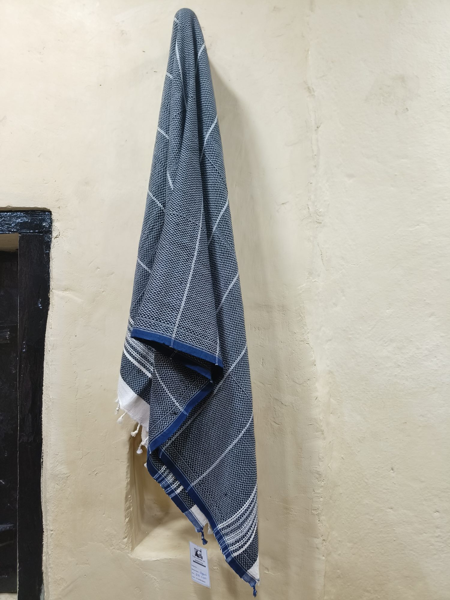 Hand Spun Hand woven with AZO free Vat Dyes.