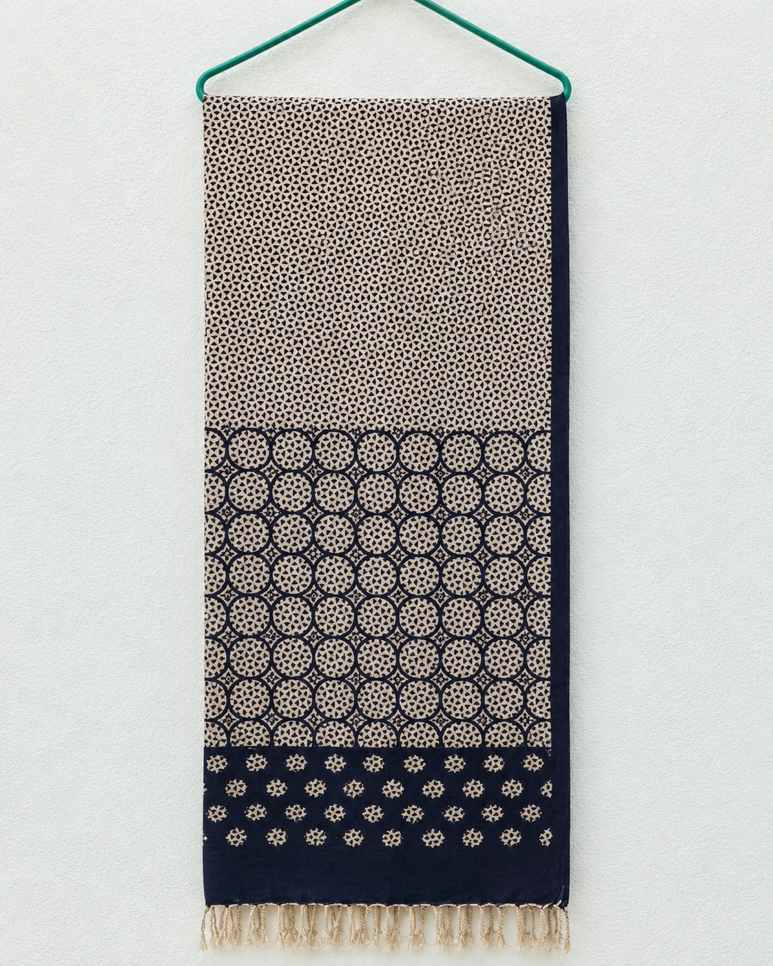 Hand Woven with Hand Block Print Stole